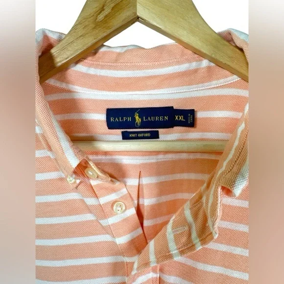 Ralph Lauren knit Oxford orange and white stripe men’s - size XXL - Picture 4 of 5
